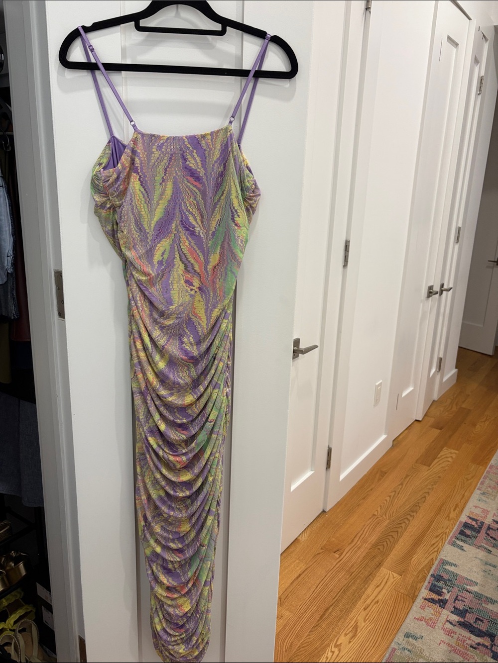 Purple Multi-Color Ruched Dress - Picture 3 of 3